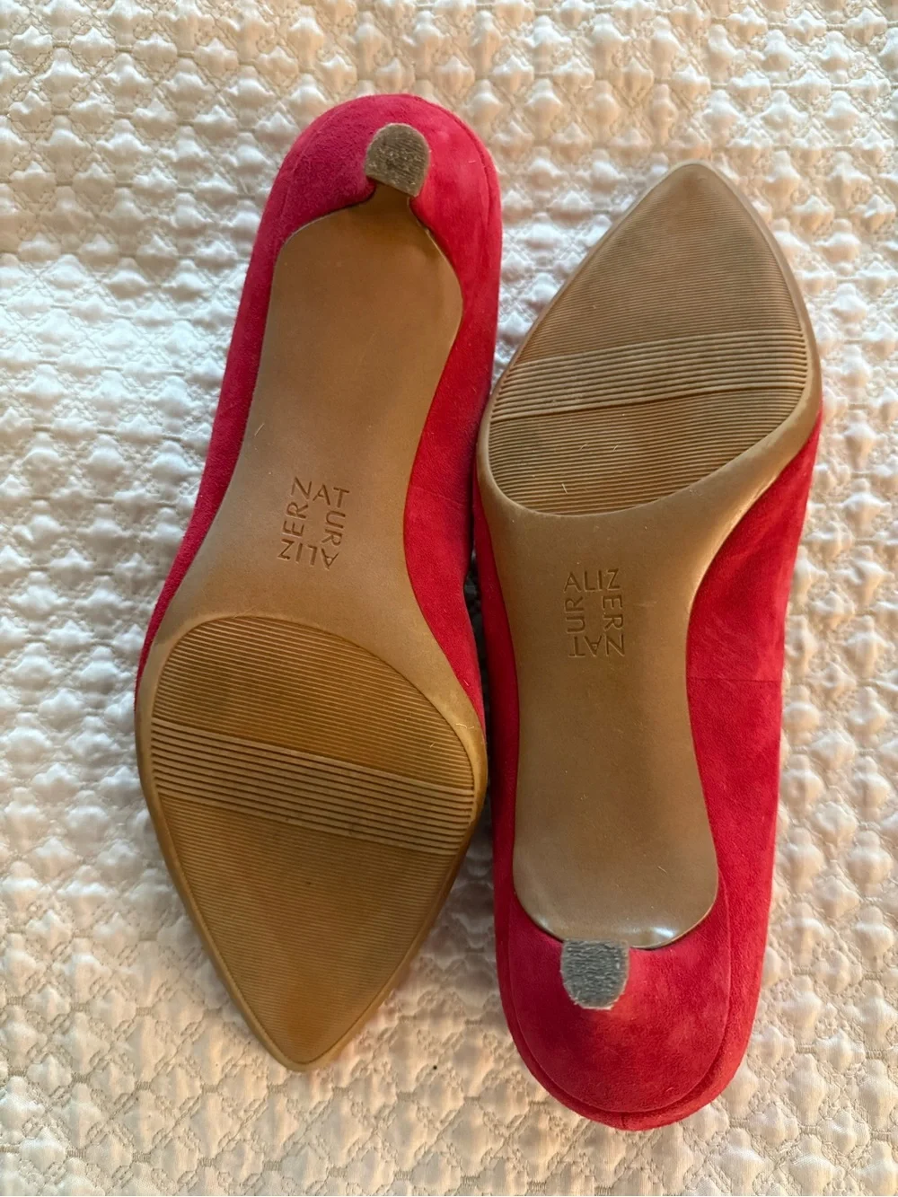 Naturalizer Red Suede Pointed Toe Heels